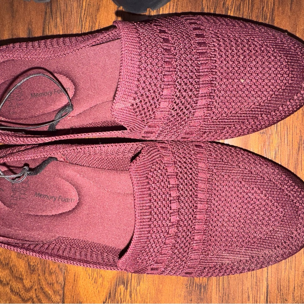 Burgundy Knit Loafers